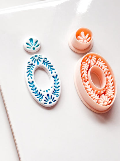 Jardín Oval Clay Cutter: Ornate Floral for Polymer Clay