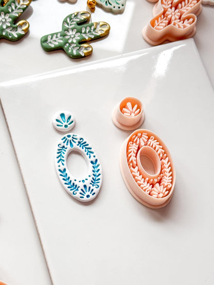 Jardín Oval Clay Cutter: Ornate Floral for Polymer Clay