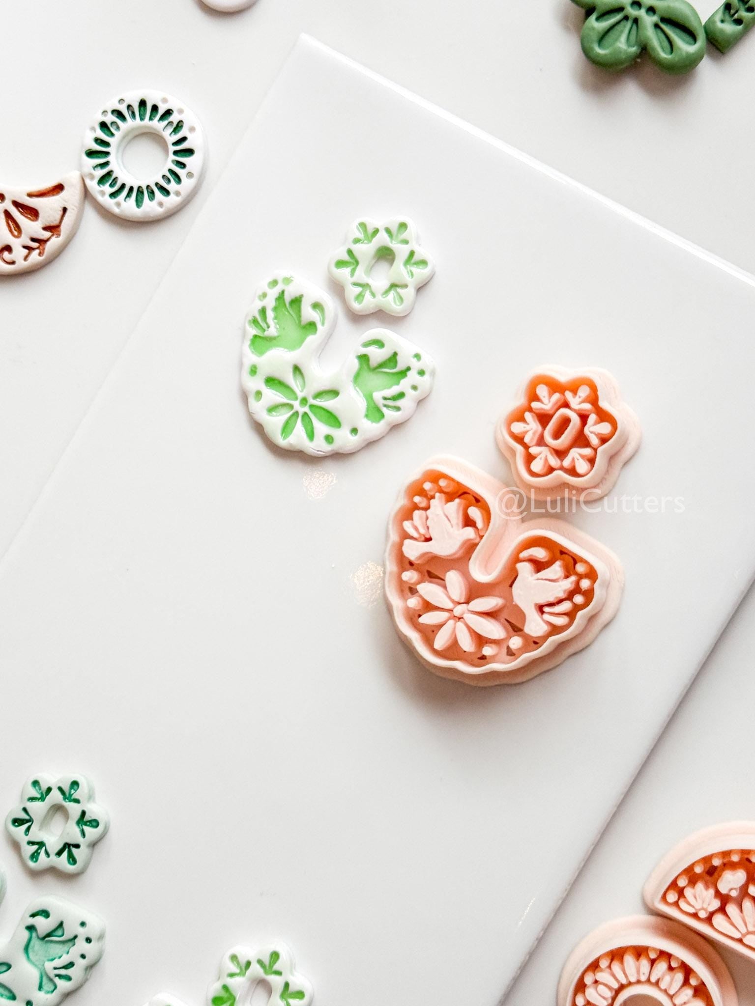 Azulejo Paloma Clay Cutter: Bird and Floral Arch Shape for Polymer Clay