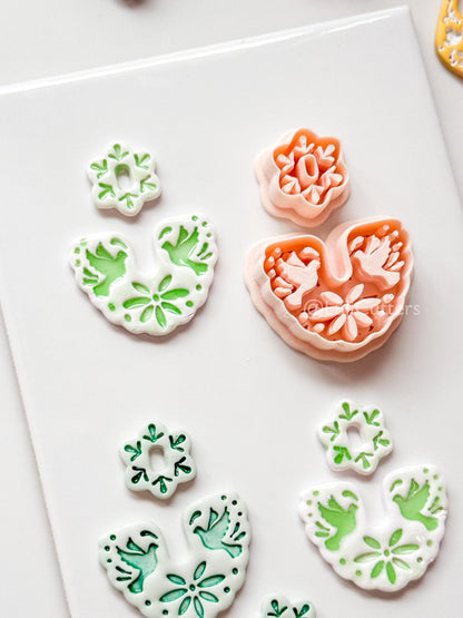 Azulejo Paloma Clay Cutter: Bird and Floral Arch Shape for Polymer Clay