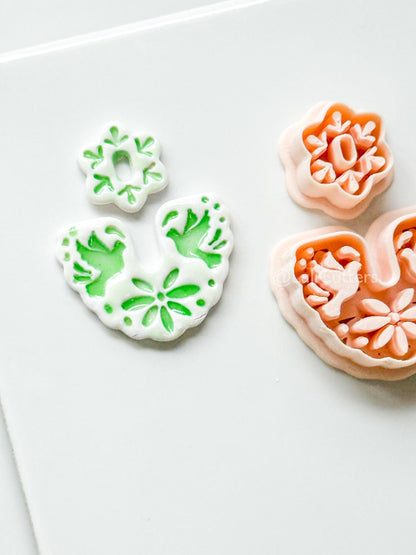 Azulejo Paloma Clay Cutter: Bird and Floral Arch Shape for Polymer Clay