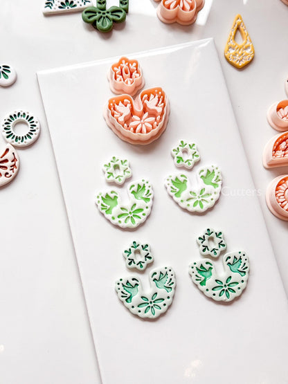 Azulejo Paloma Clay Cutter: Bird and Floral Arch Shape for Polymer Clay