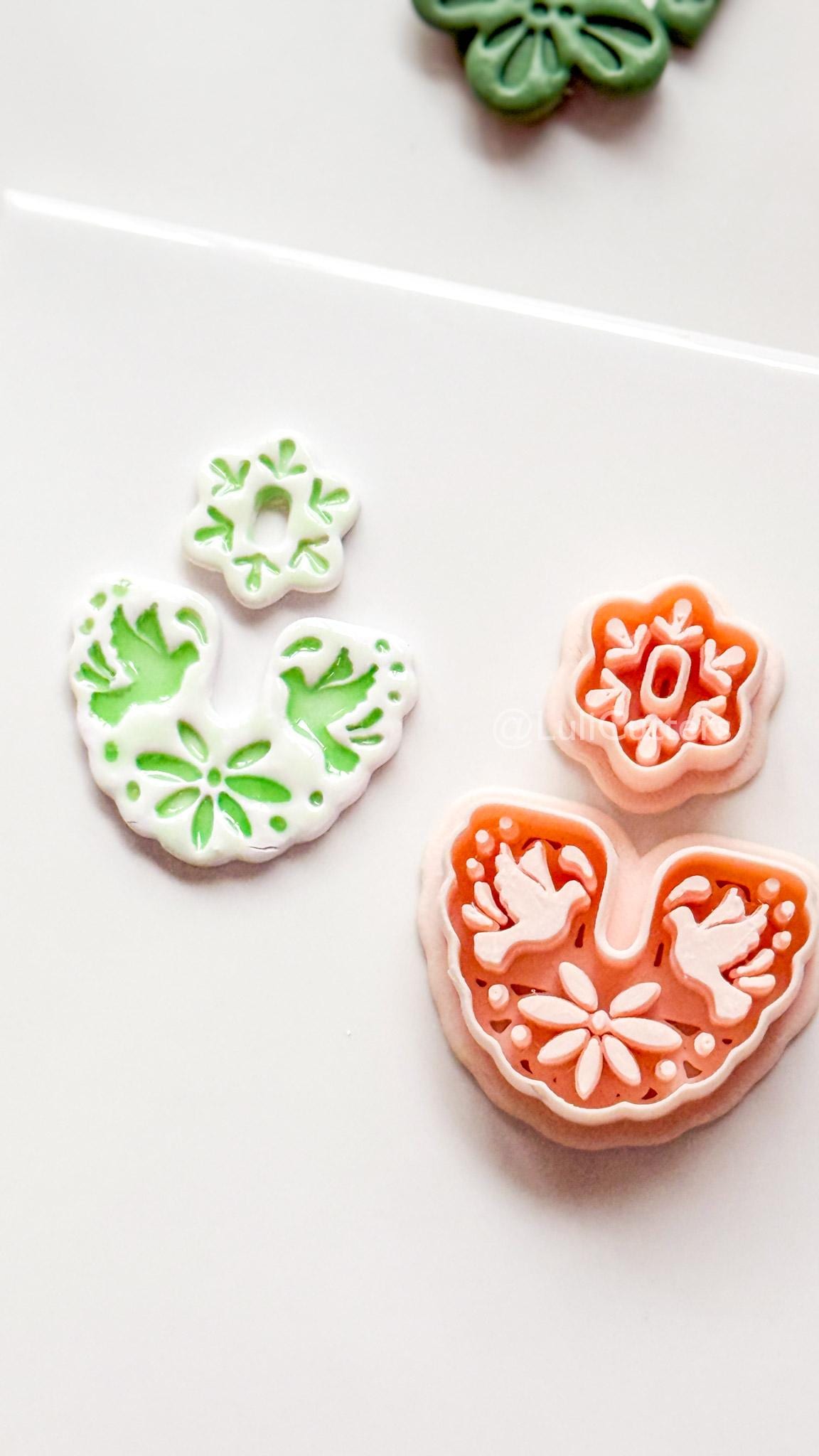 Azulejo Paloma Clay Cutter: Bird and Floral Arch Shape for Polymer Clay