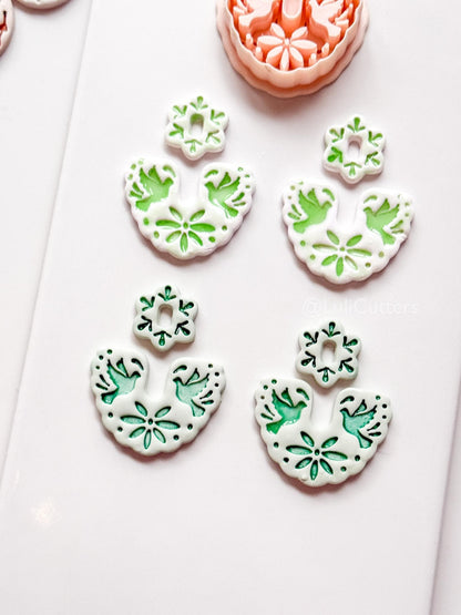 Azulejo Paloma Clay Cutter: Bird and Floral Arch Shape for Polymer Clay