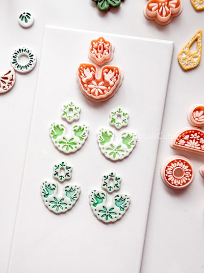 Azulejo Paloma Clay Cutter: Bird and Floral Arch Shape for Polymer Clay