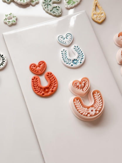 Puebla Heart Arch Clay Cutter: Floral Shape for Polymer Clay