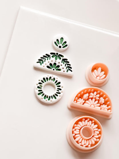 Casa Flor Cutter Set: Floral Geometric Shape for Polymer Clay