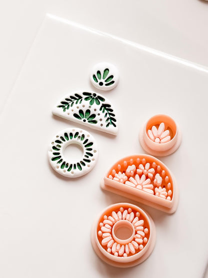 Casa Flor Cutter Set: Floral Geometric Shape for Polymer Clay