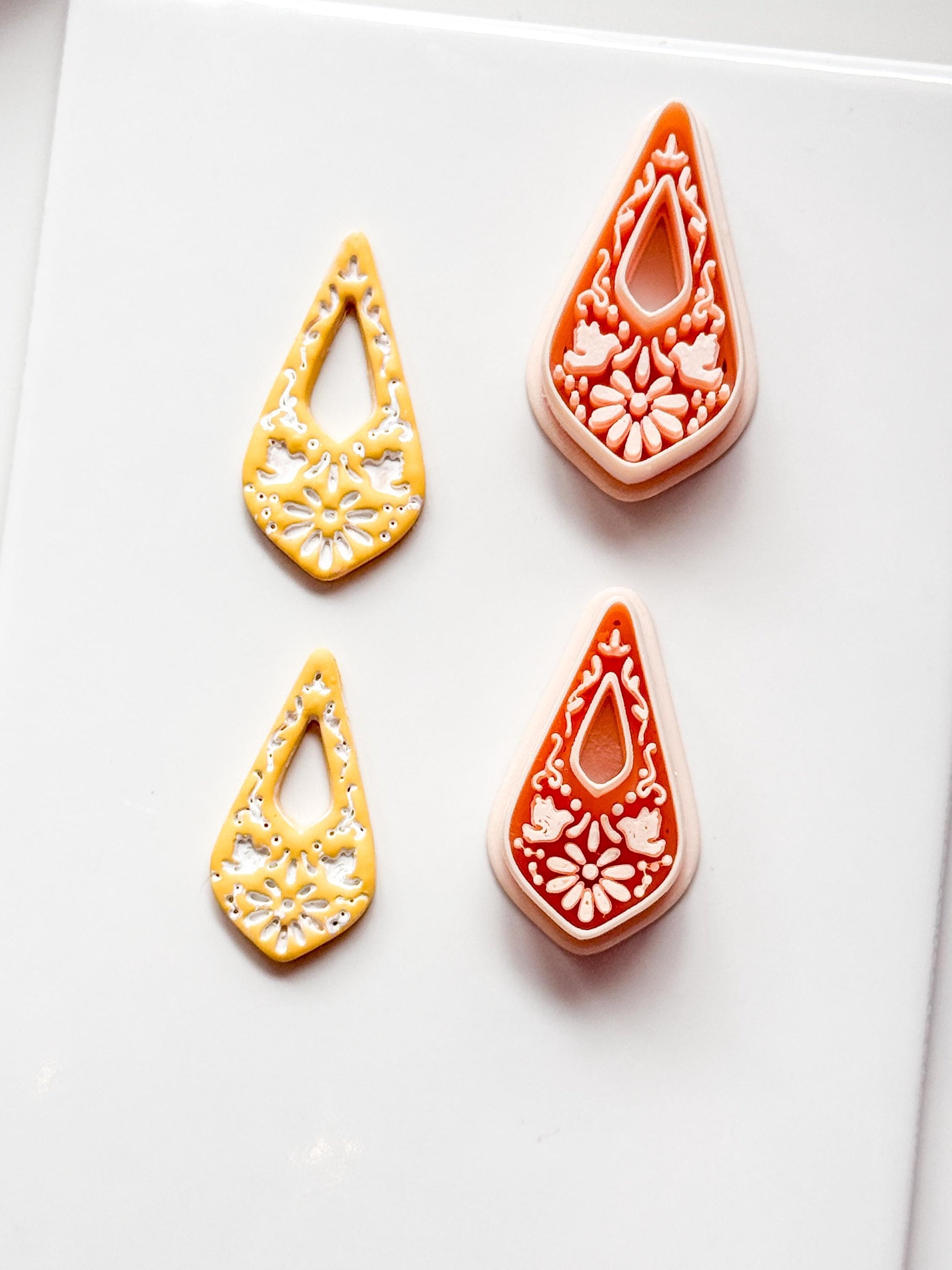 Lágrima Paloma Clay Cutter: Bird and Floral Teardrop Shape for Polymer Clay