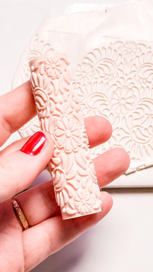 Talavera Tula Roller: Floral Texture Pin for Polymer Clay
