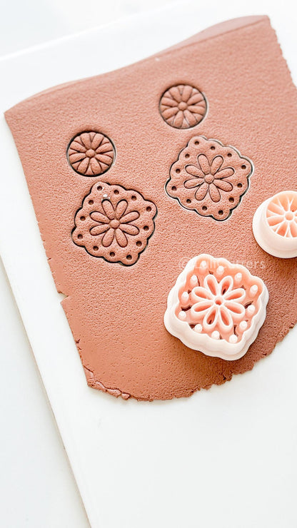 Jardin tile clay cutter: Floral Embossed Polymer Clay Earring