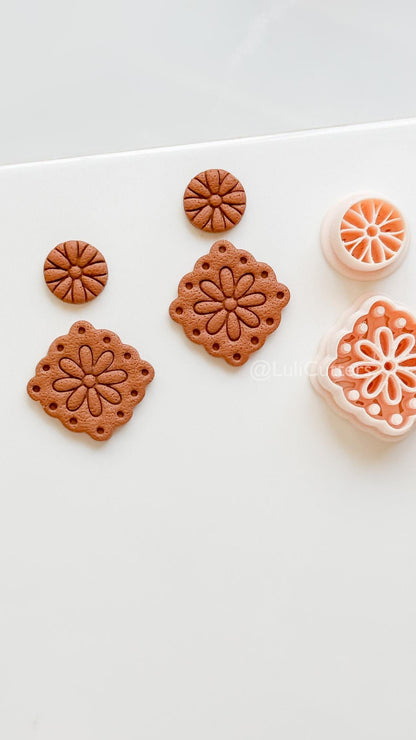 Jardin tile clay cutter: Floral Embossed Polymer Clay Earring