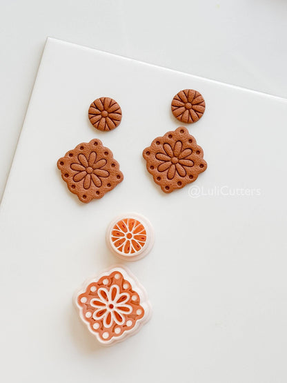 Jardin tile clay cutter: Floral Embossed Polymer Clay Earring