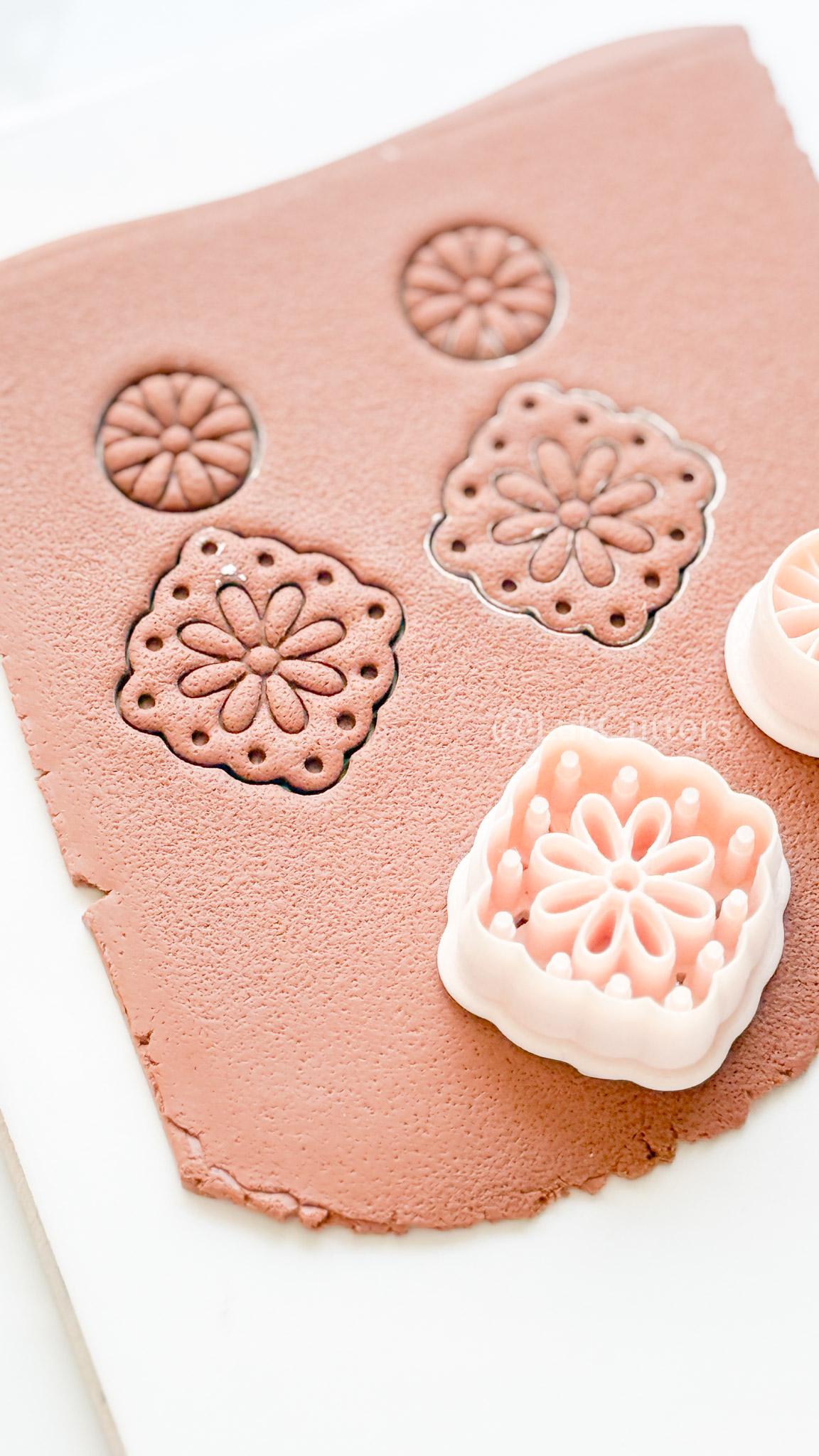 Jardin tile clay cutter: Floral Embossed Polymer Clay Earring