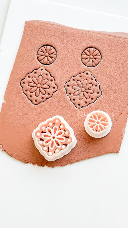 Jardin tile clay cutter: Floral Embossed Polymer Clay Earring