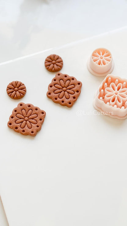 Jardin tile clay cutter: Floral Embossed Polymer Clay Earring