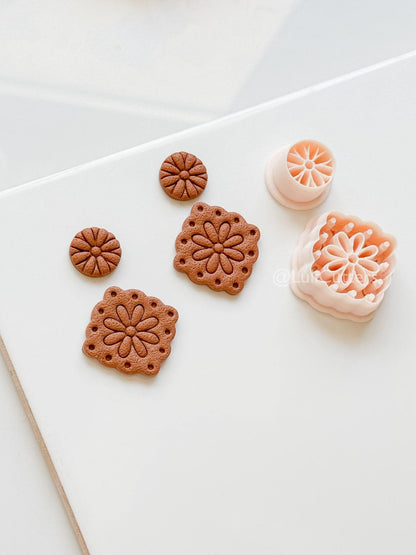 Jardin tile clay cutter: Floral Embossed Polymer Clay Earring