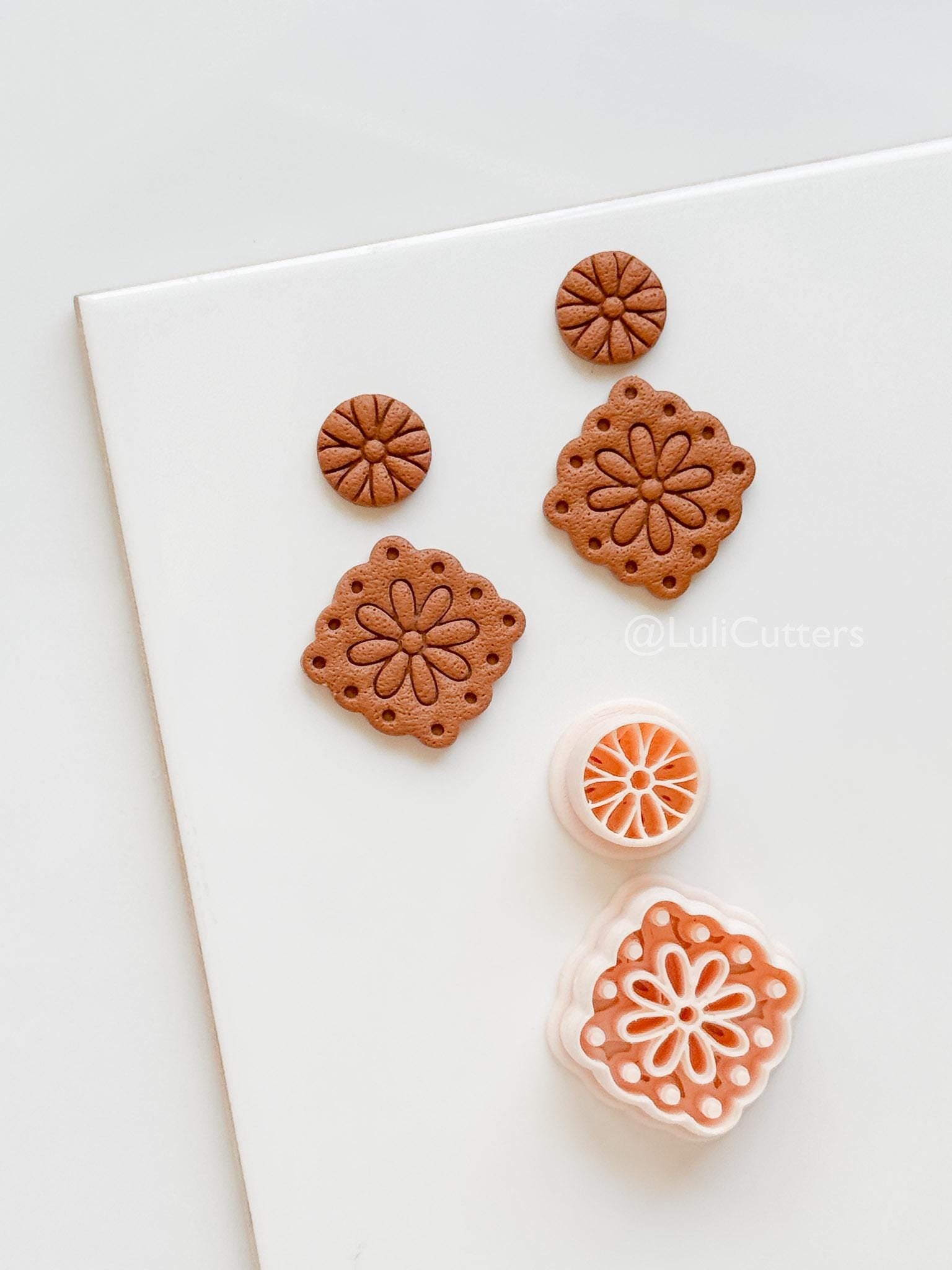 Jardin tile clay cutter: Floral Embossed Polymer Clay Earring