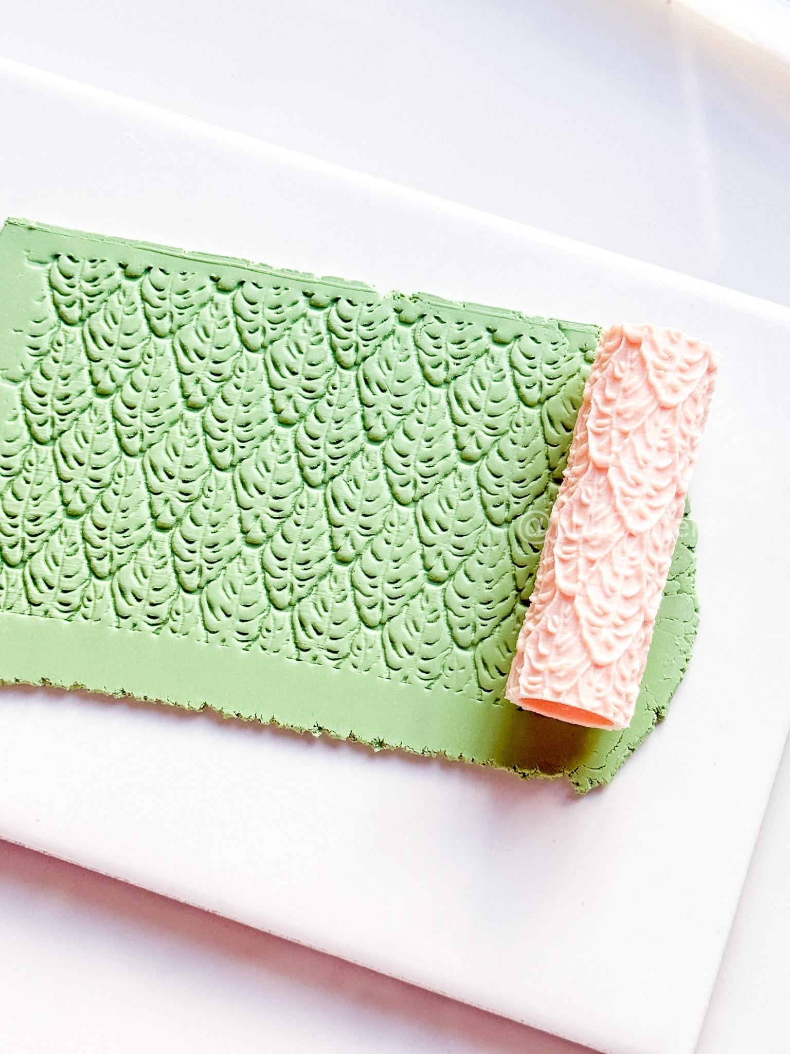 Monstera Leaf Texture Roller: Botanical Pattern for Polymer Clay