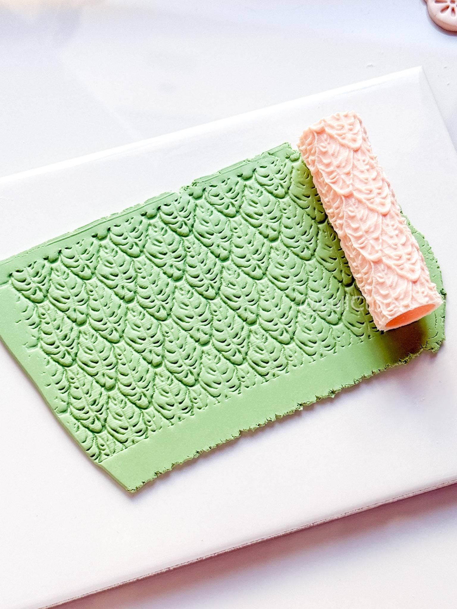 Monstera Leaf Texture Roller: Botanical Pattern for Polymer Clay