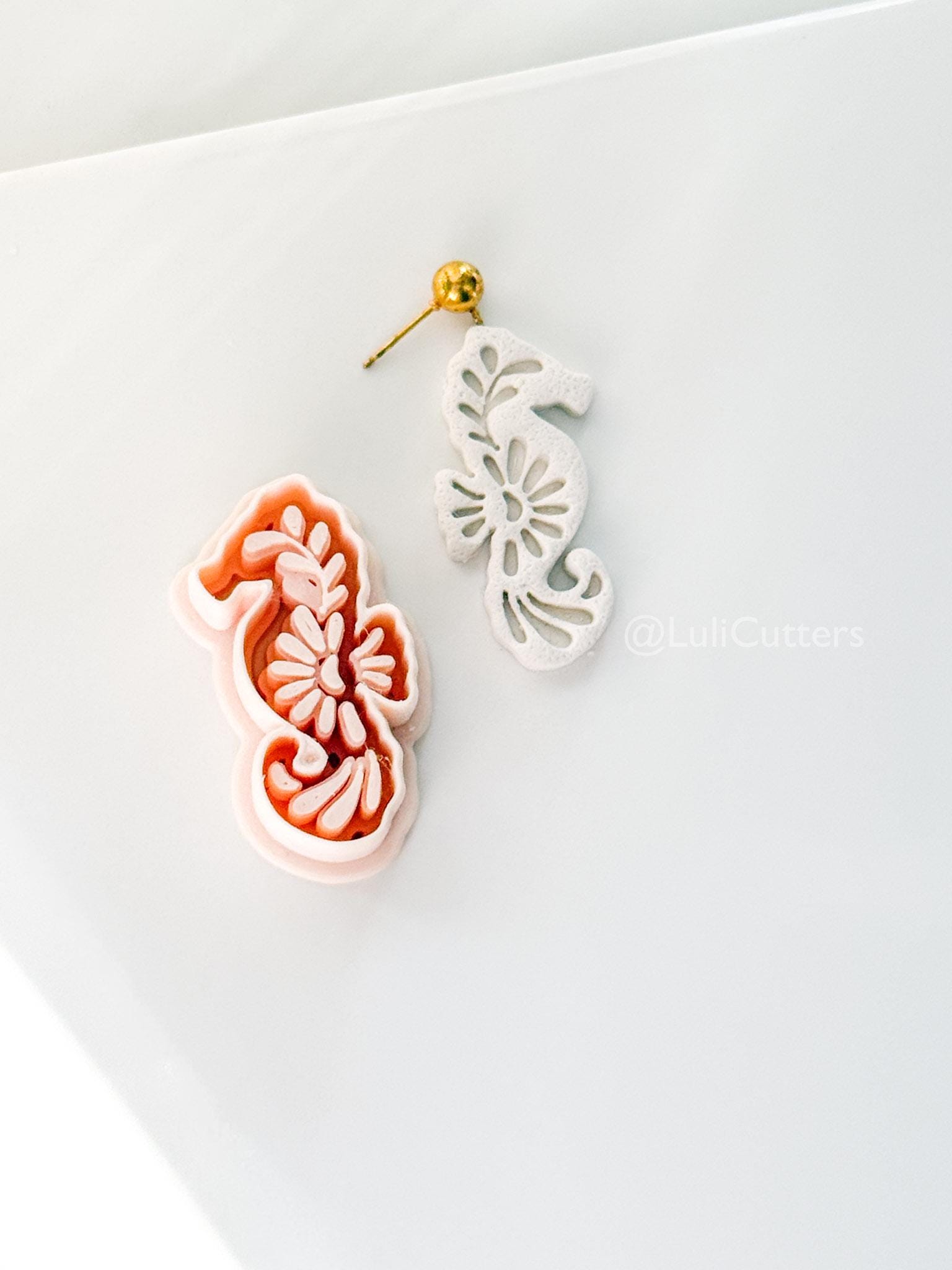 Mavi Seahorse Cutter | Floral Polymer Clay Cutter for Earring Making