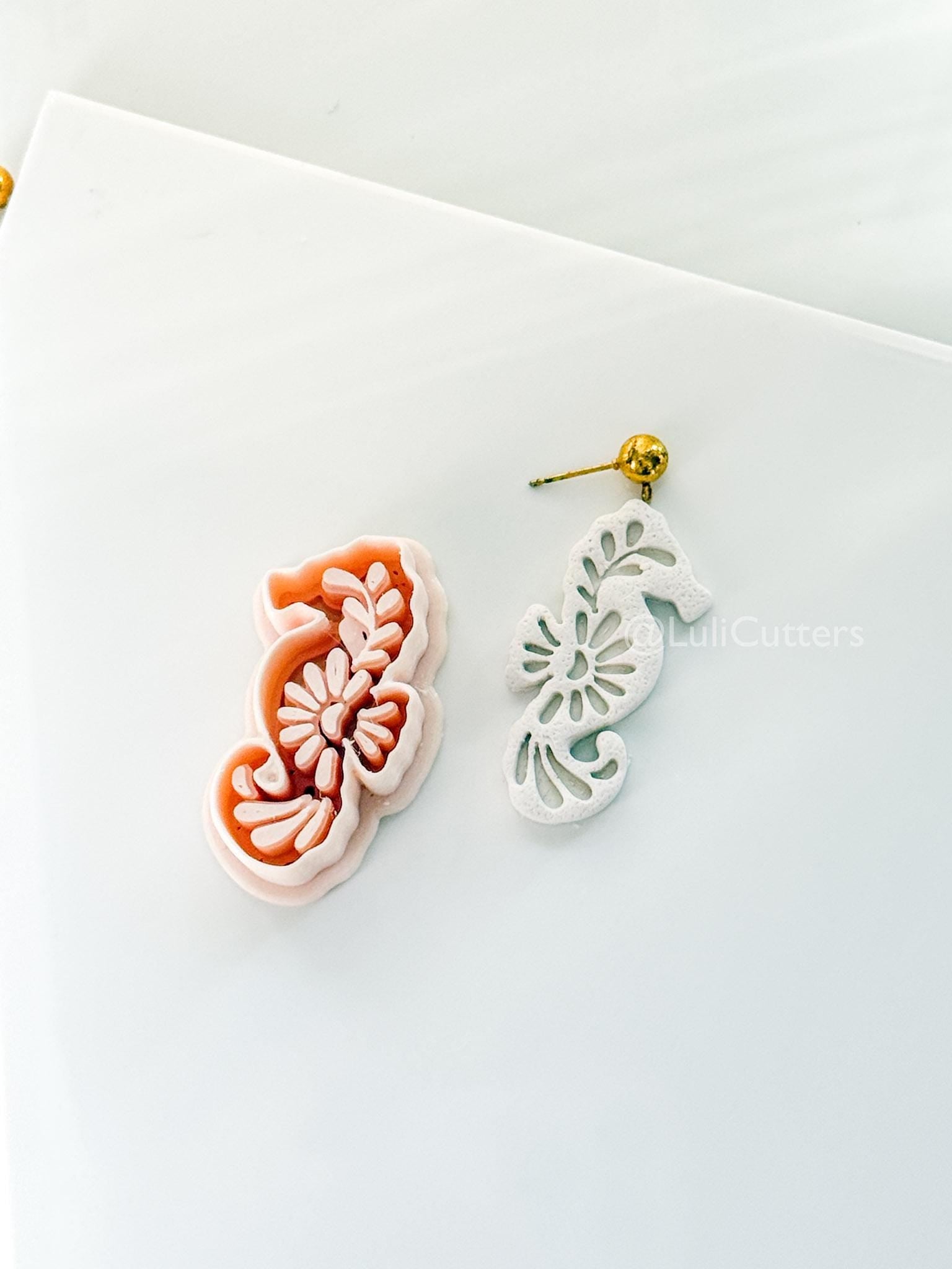 Mavi Seahorse Cutter | Floral Polymer Clay Cutter for Earring Making
