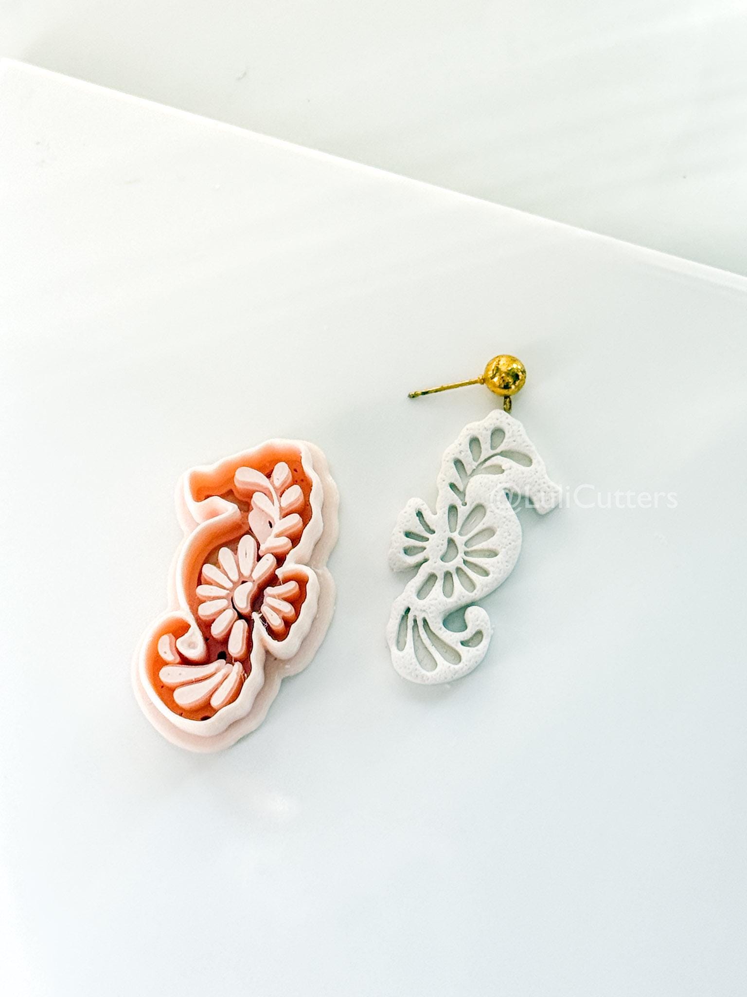 Mavi Seahorse Cutter | Floral Polymer Clay Cutter for Earring Making