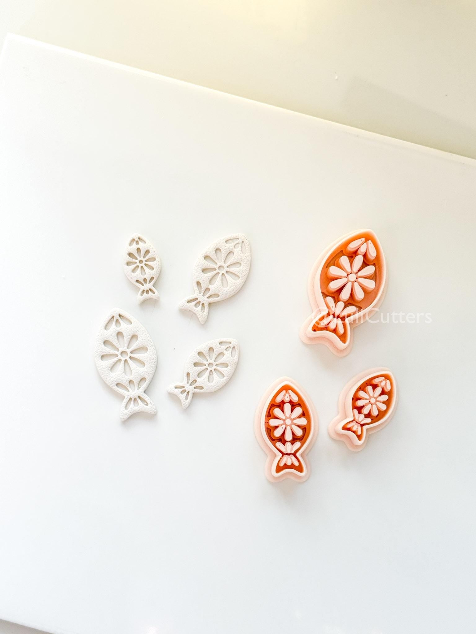 Azura Petal Fish Polymer Clay Cutter: Daisy & Petal Shapes
