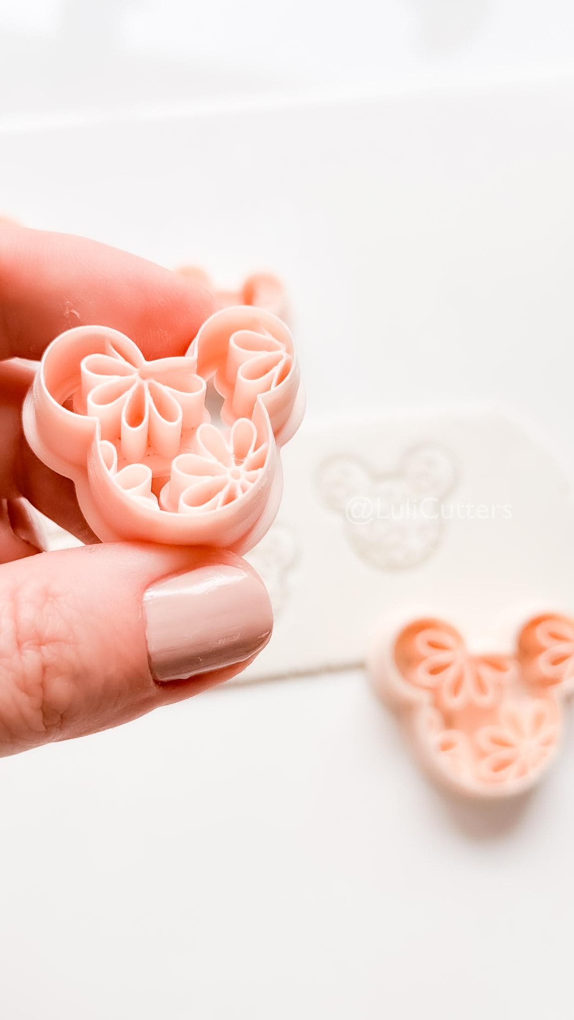 Floral Mouse Head Cutter | Earring Shape Jewelry Tool for Polymer Clay