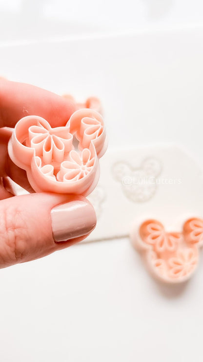 Floral Mouse Head Cutter | Earring Shape Jewelry Tool for Polymer Clay