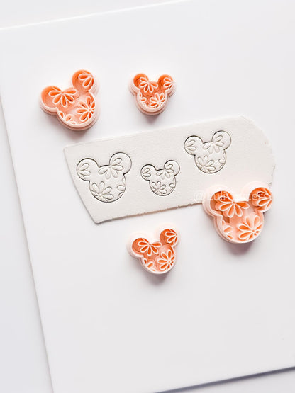 Floral Mouse Head Cutter | Earring Shape Jewelry Tool for Polymer Clay