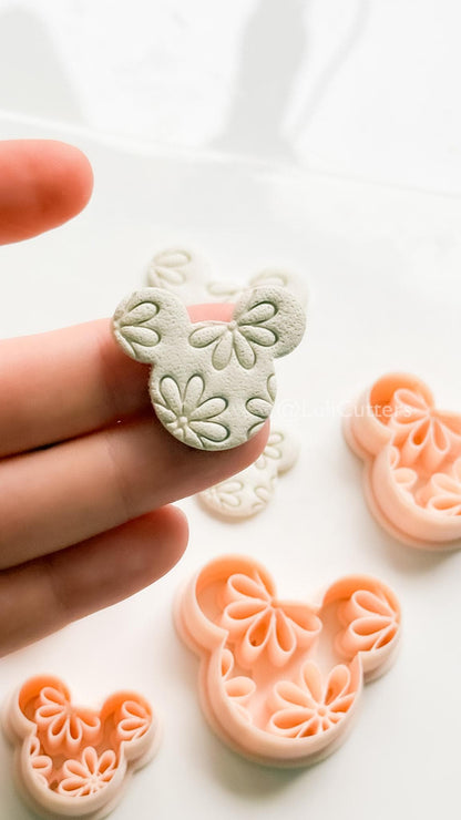 Floral Mouse Head Cutter | Earring Shape Jewelry Tool for Polymer Clay