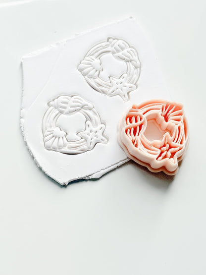 Ocean Wreath Cutter | Seashell Starfish Earring Shape for Polymer Clay