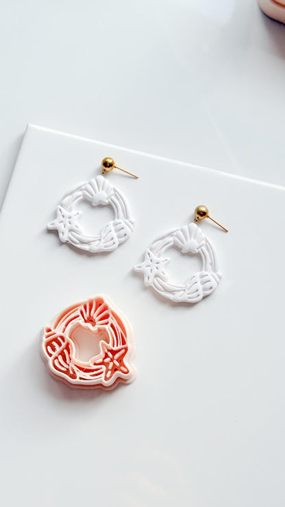 Ocean Wreath Cutter | Seashell Starfish Earring Shape for Polymer Clay