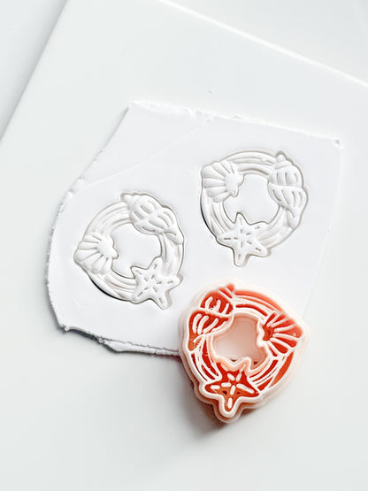 Ocean Wreath Cutter | Seashell Starfish Earring Shape for Polymer Clay