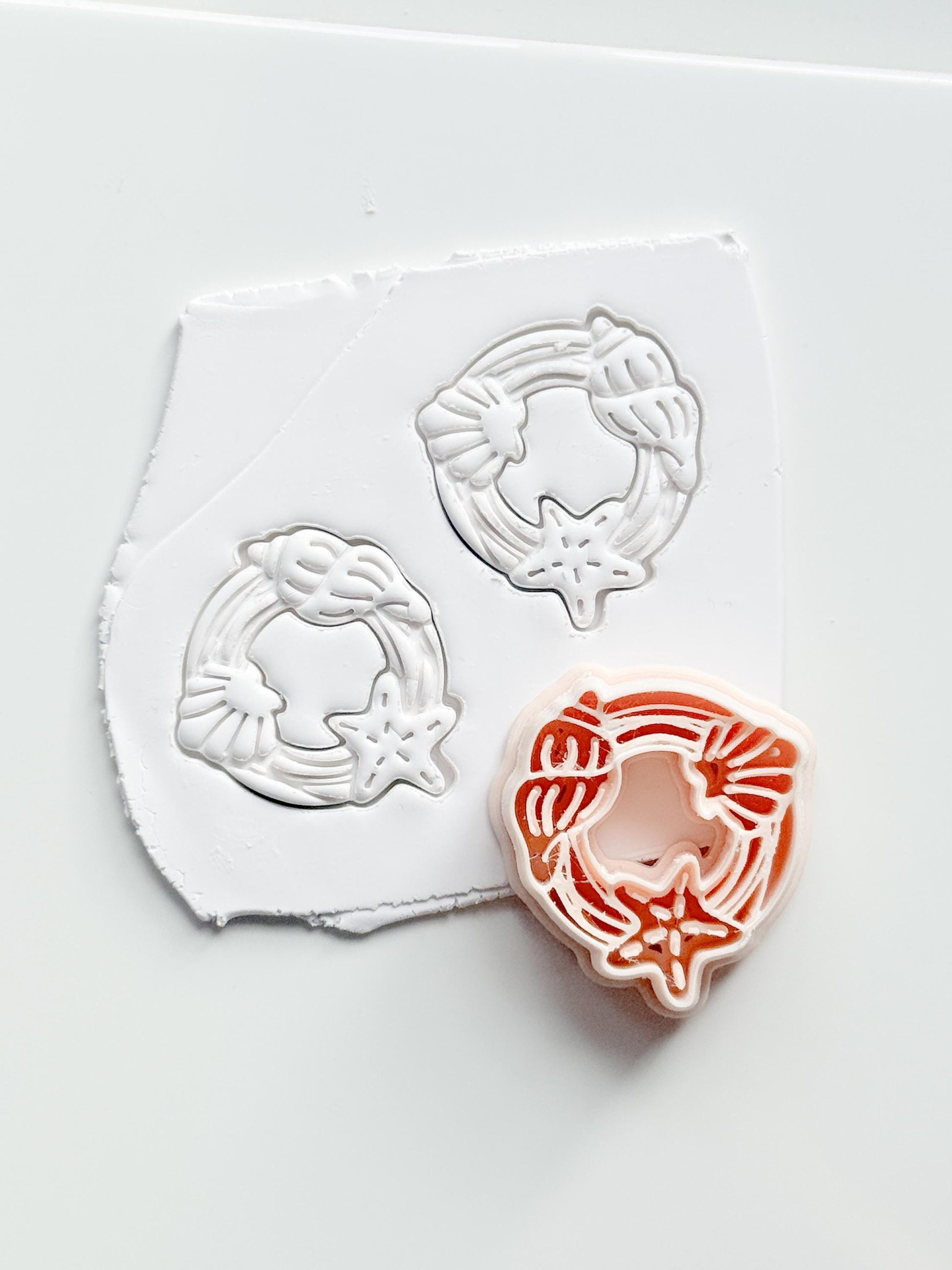 Ocean Wreath Cutter | Seashell Starfish Earring Shape for Polymer Clay