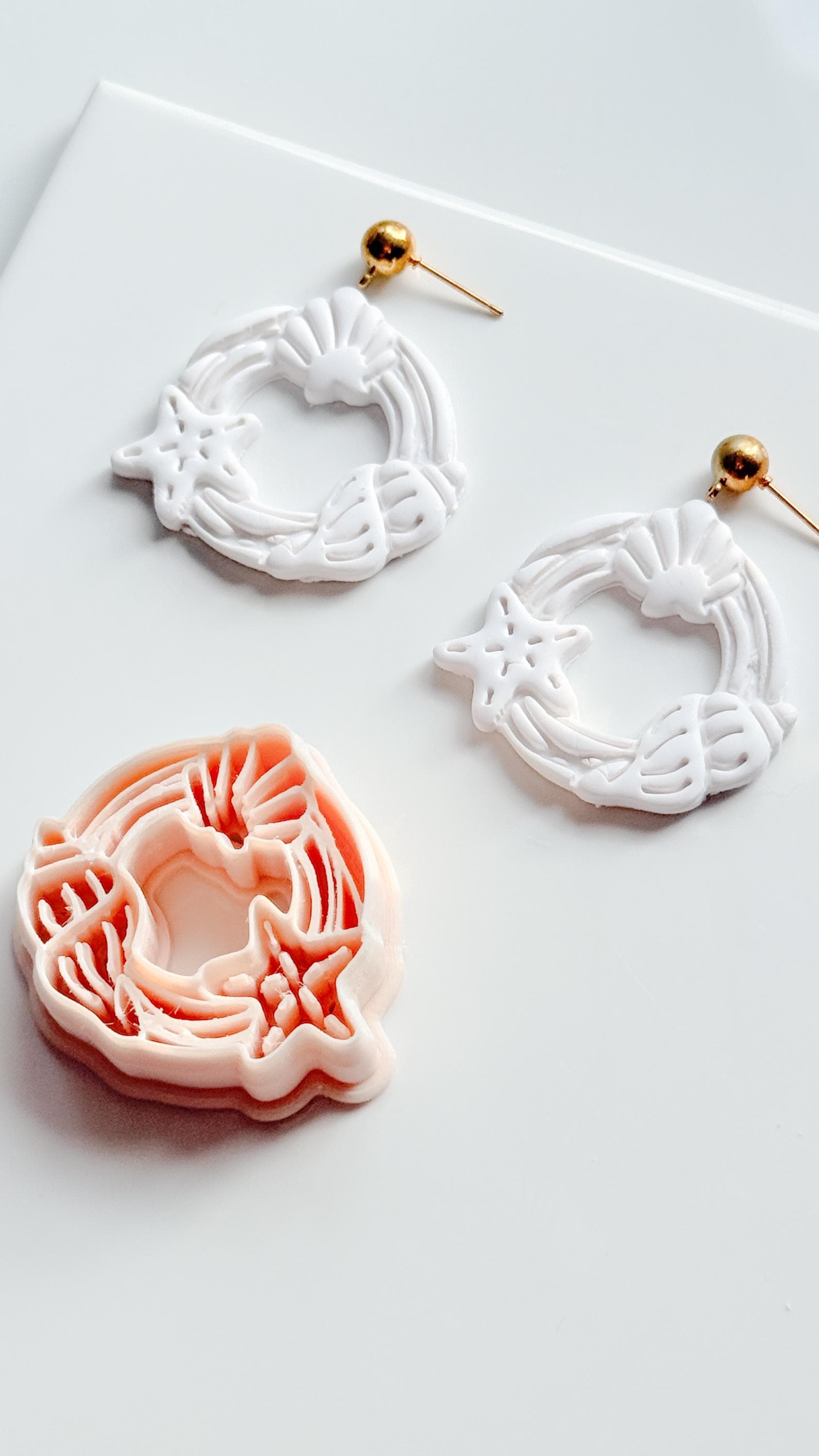 Ocean Wreath Cutter | Seashell Starfish Earring Shape for Polymer Clay