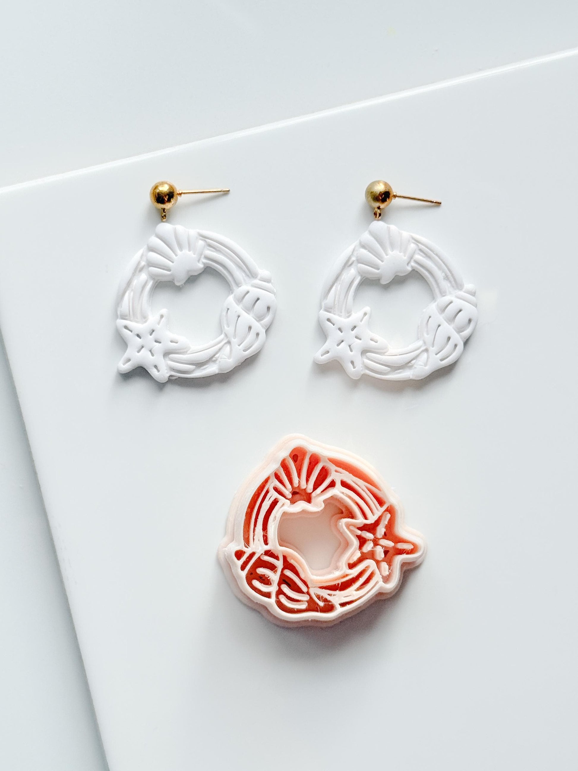 Ocean Wreath Cutter | Seashell Starfish Earring Shape for Polymer Clay