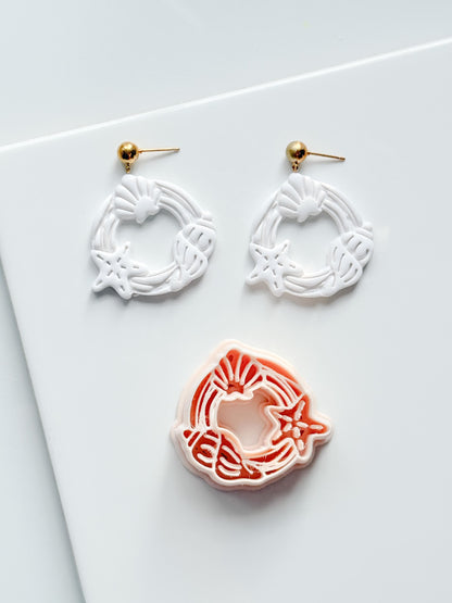 Ocean Wreath Cutter | Seashell Starfish Earring Shape for Polymer Clay