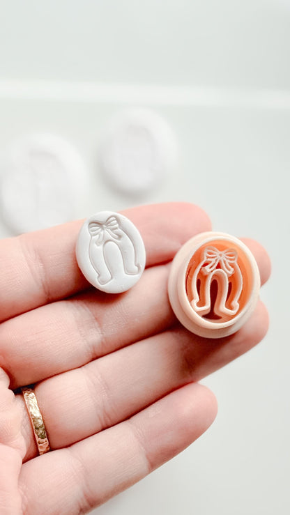 The Coquette Horseshoe Cutter | Bow Oval Earring Shape for Polymer Clay