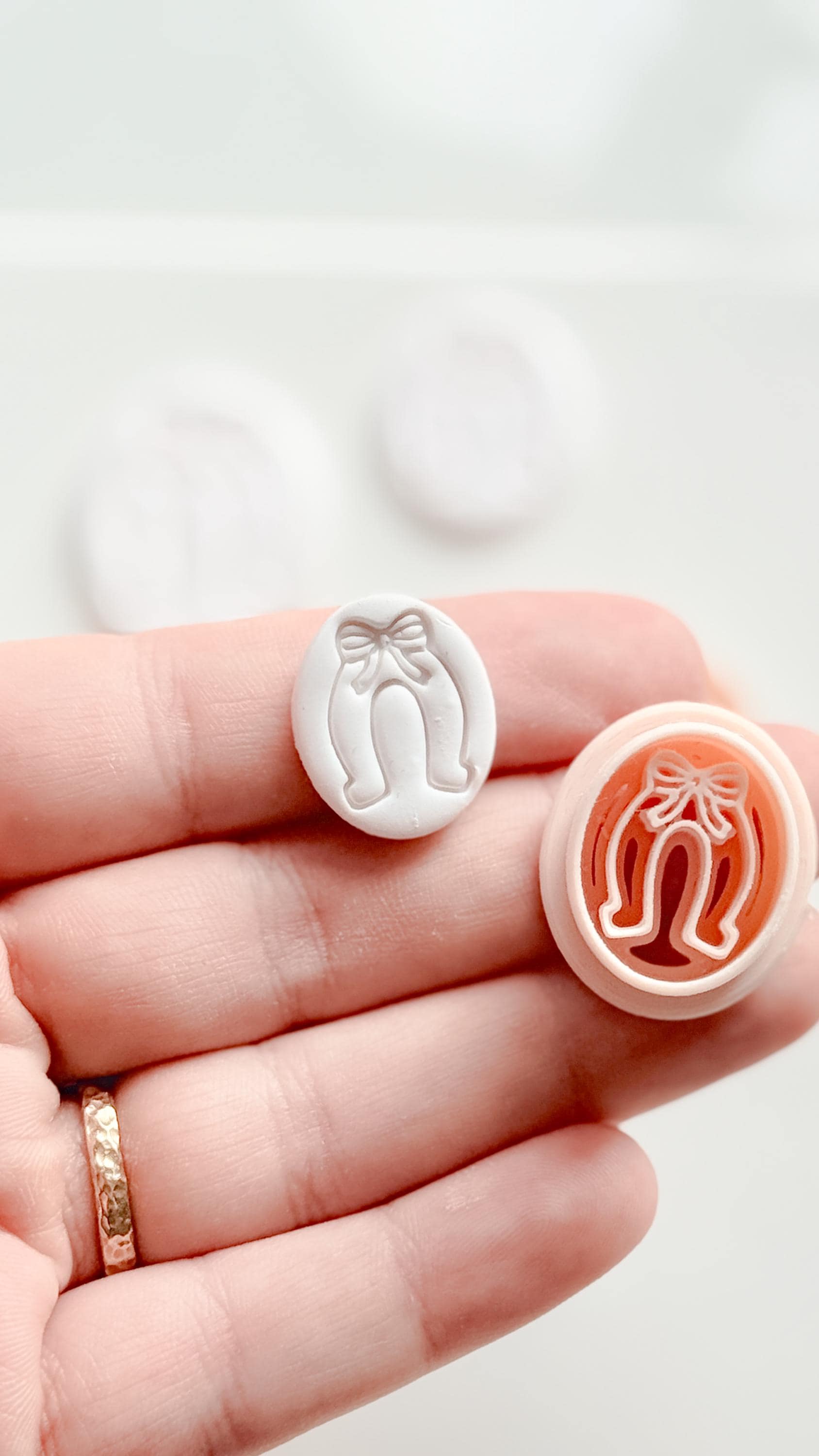 The Coquette Horseshoe Cutter | Bow Oval Earring Shape for Polymer Clay