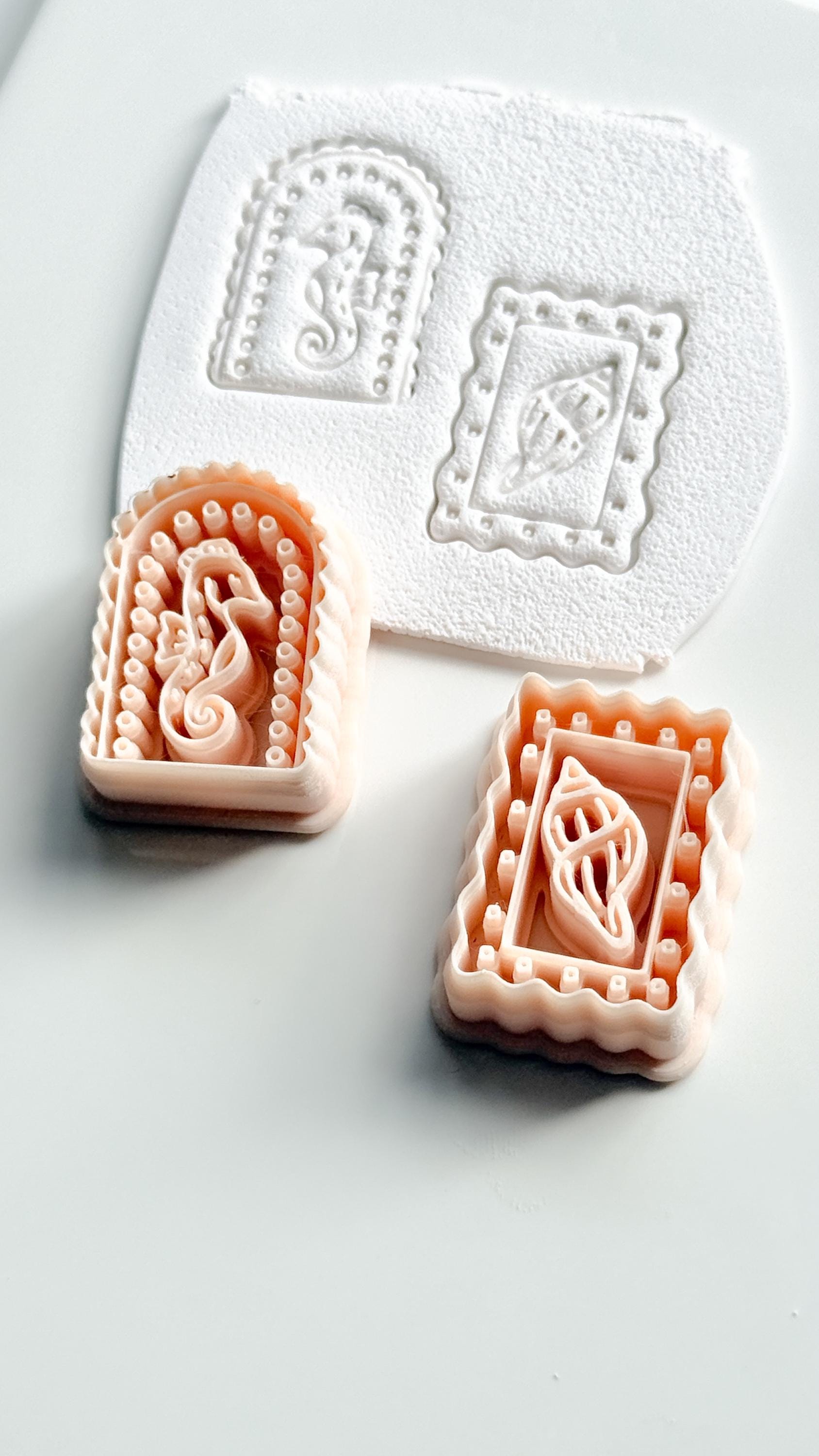 Ocean Cameo Cutters | Seahorse Arch & Spirit Shell Shapes for Polymer Clay Earrings