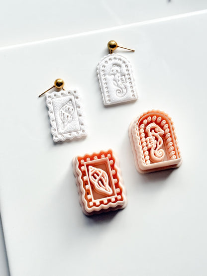 Ocean Cameo Cutters | Seahorse Arch & Spirit Shell Shapes for Polymer Clay Earrings