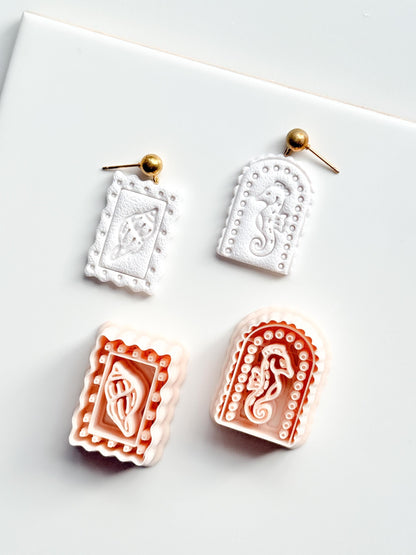 Ocean Cameo Cutters | Seahorse Arch & Spirit Shell Shapes for Polymer Clay Earrings