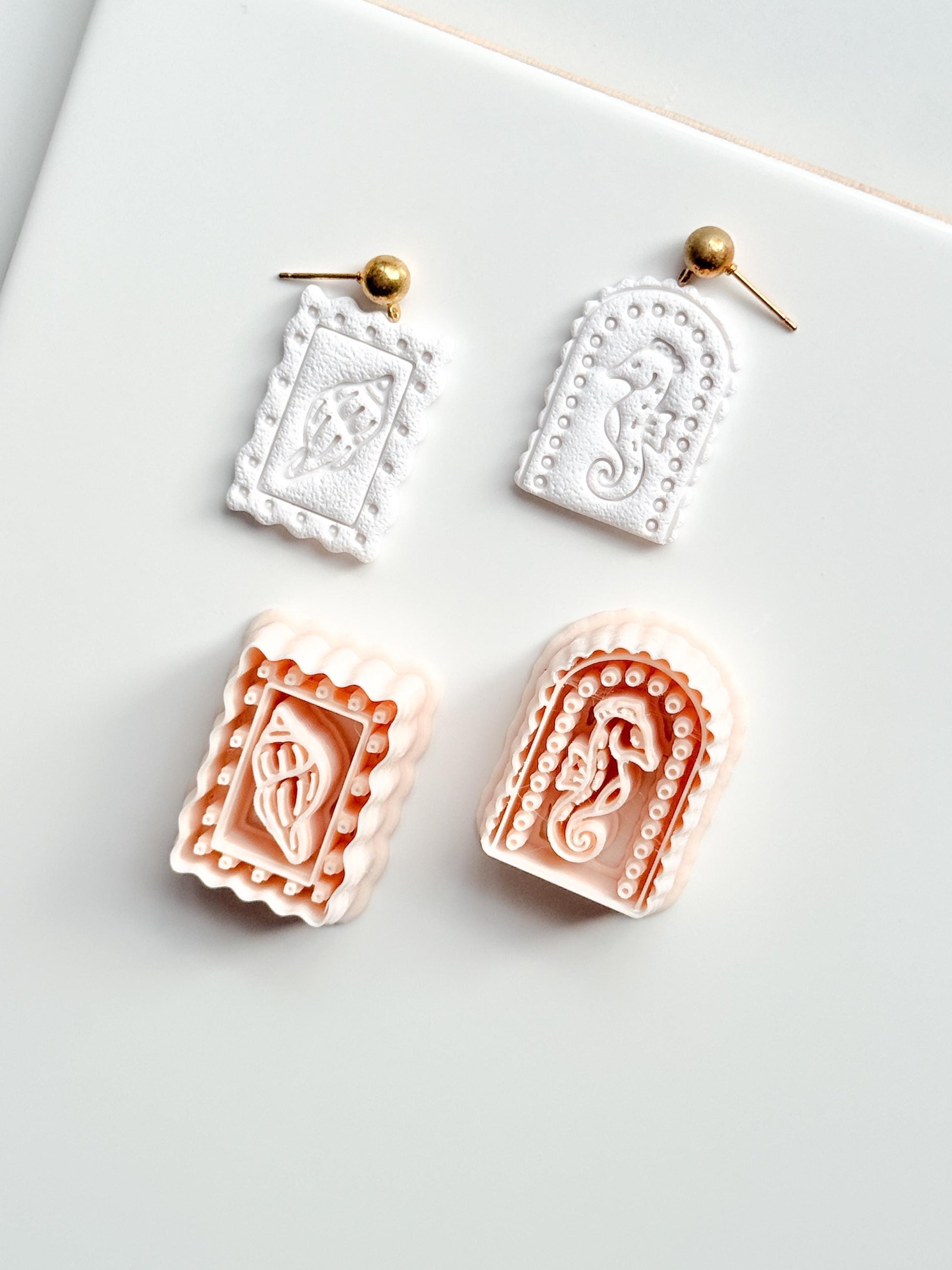 Ocean Cameo Cutters | Seahorse Arch & Spirit Shell Shapes for Polymer Clay Earrings