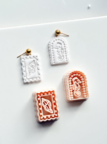 Ocean Cameo Cutters | Seahorse Arch & Spirit Shell Shapes for Polymer Clay Earrings