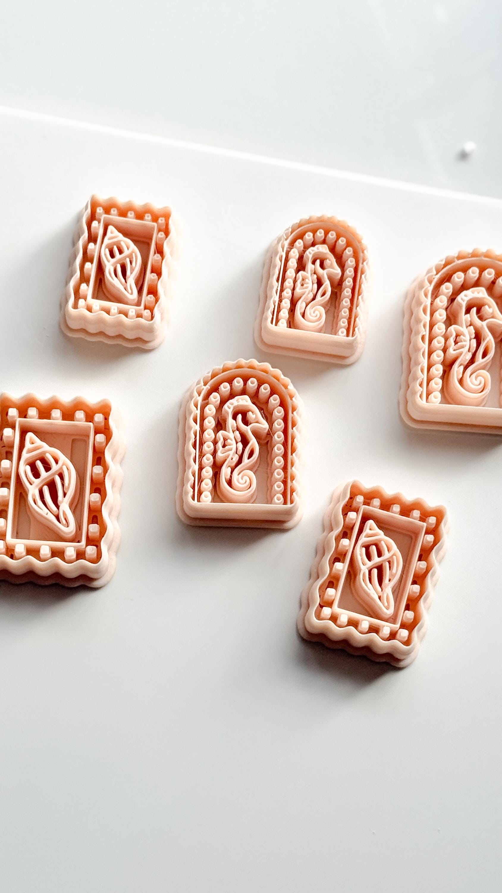 Ocean Cameo Cutters | Seahorse Arch & Spirit Shell Shapes for Polymer Clay Earrings
