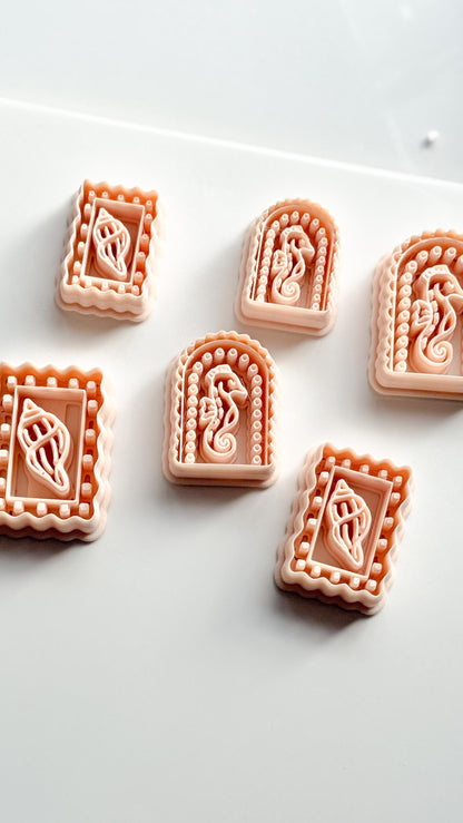 Ocean Cameo Cutters | Seahorse Arch & Spirit Shell Shapes for Polymer Clay Earrings