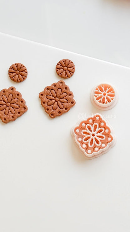 Jardin tile clay cutter: Floral Embossed Polymer Clay Earring