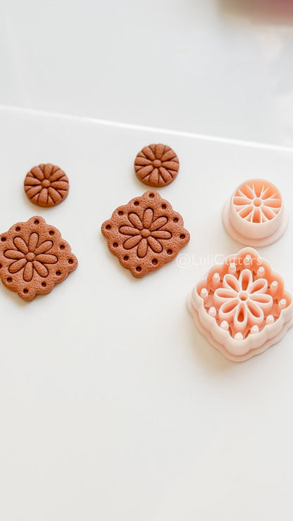 Jardin tile clay cutter: Floral Embossed Polymer Clay Earring